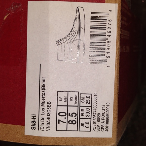 👣Unisex see Size chart Attention "VANS SK8-Hi Día De Los Muertos Sk8 Snezkers - Picture 10 of 11